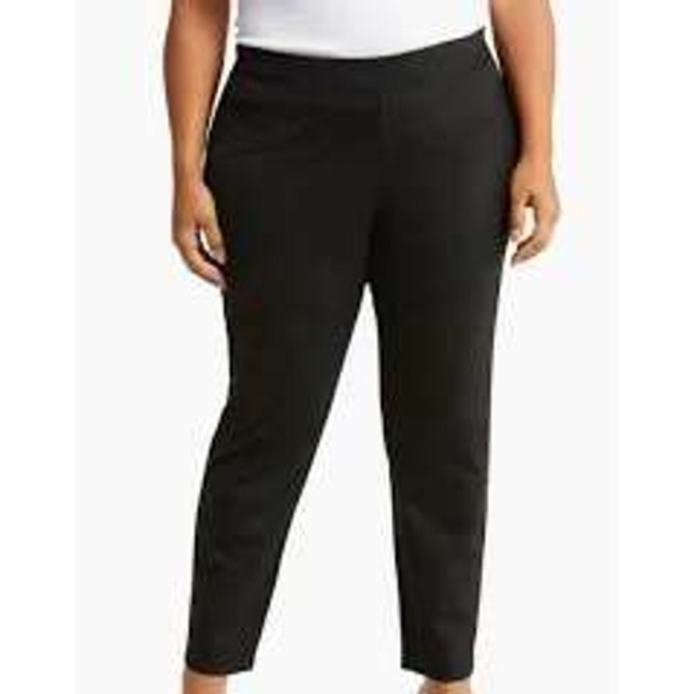 Eileen Fisher Black Organic Cotton‎ Slim Ankle Side Zip Pants 3X EEKO-P0341X